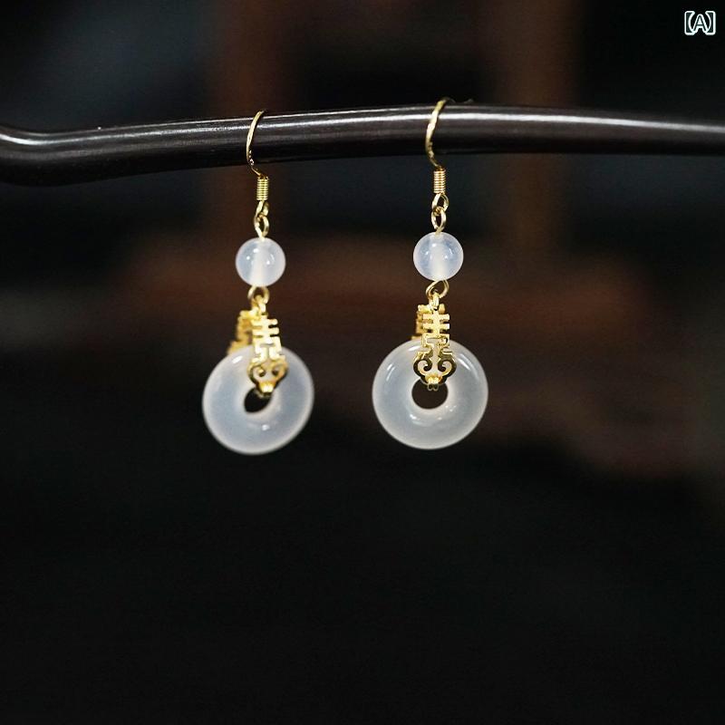 Other - ピアス おしゃれ レディース チャイナ風 伝統 感 華やか レトロ 白瑪瑙 エレガント 上品 アクセサリー