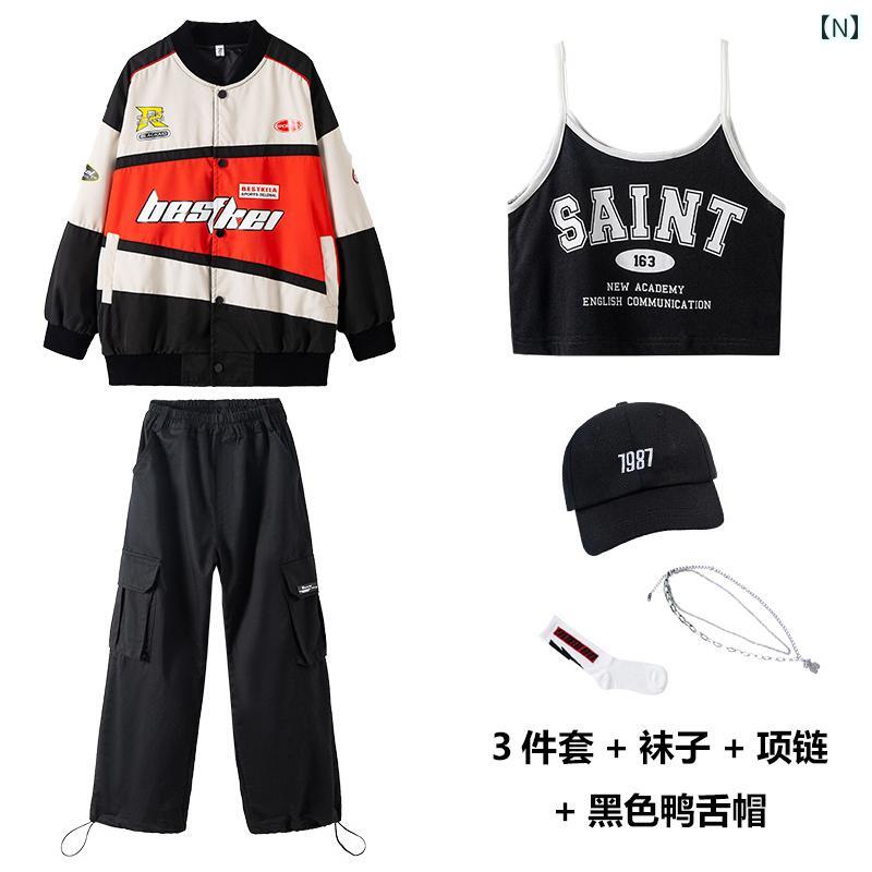 ダンス衣装 セットアップ ジャケット へそ出し スポーツウェア ヒップホップ ジャ...