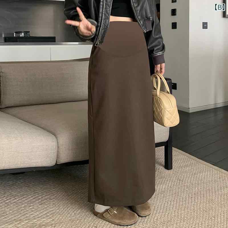 マタニティ スカート 秋冬 アウター ウール ロング スカート ハイウエスト 着痩せ ...