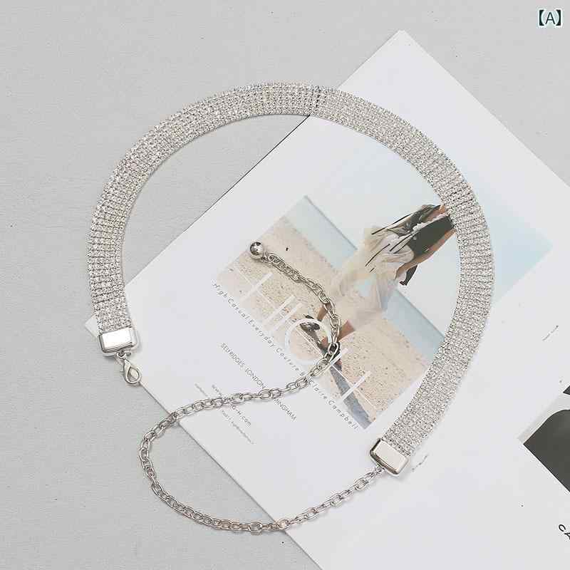 チェーン レディース ドレス アクセサリー シルバー 水晶 ドレスアップ エレガント ファッション コーディネート 調節可能 おしゃれ パーティー