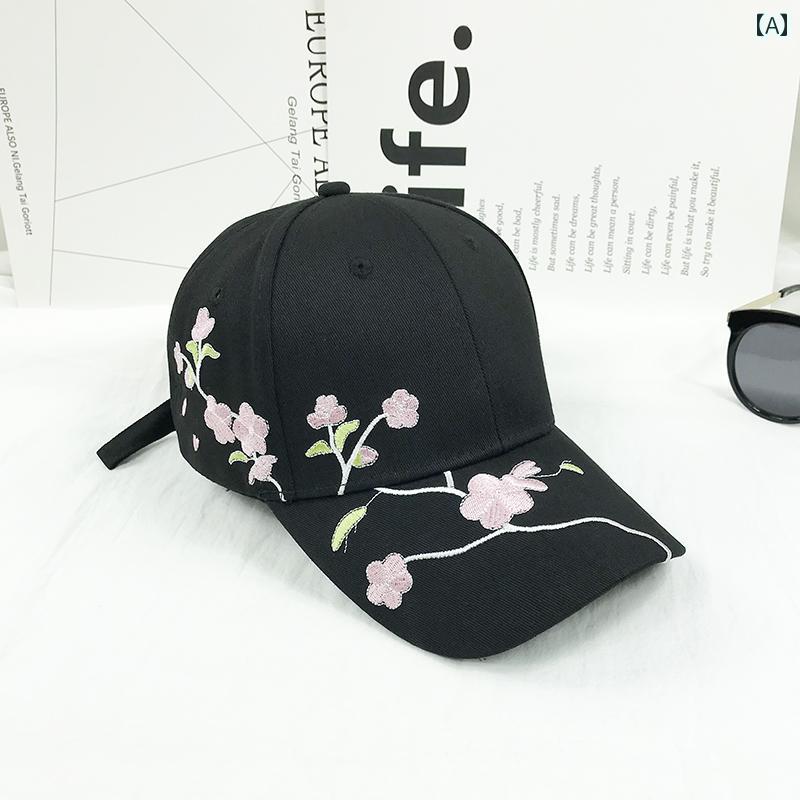 レディース 春夏 桃花キャップ 帽子 UV対策 調節可能 小顔効果 刺繍 レトロ モダン おしゃれ かわいい 韓国 通気性 快適 外出 イベント フェス レジャー アウトドア 旅行 普段使い使い