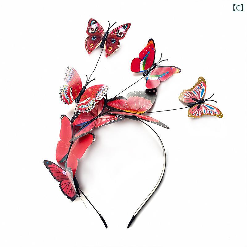 女の子 パフォーマンス ステージ 頭飾り 蝶 カチューシャ 子供 誕生日 かわいい イベント カラフル ヘアアクセサリー