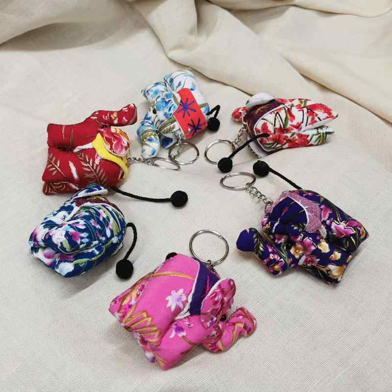 キーホルダー 民芸品 人形 刺繍 装飾品 ゾウ エスニック アクセサリー 生地 雑貨 小物 アンティーク 昔 レトロ