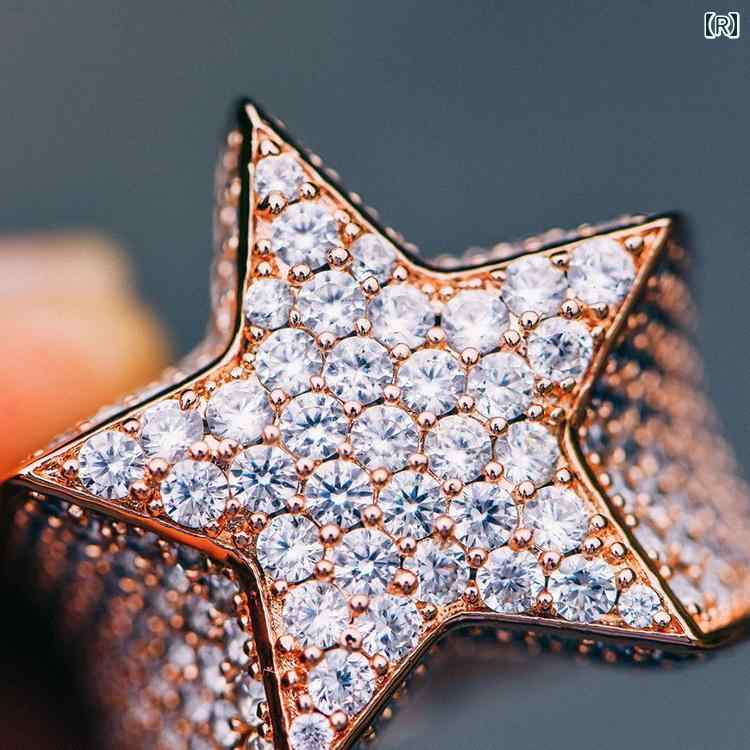 指輪 かっこいい アメリカ 五芒星 リング ヒップホップ メンズ スーパー フラッシュ 星空 ヒップホップ マイクロ ストーン