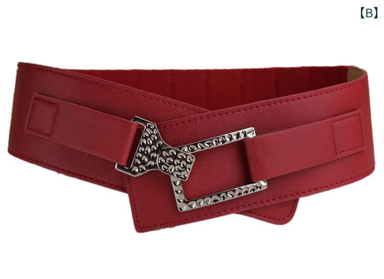 セキュアデポの幅広ベルト レディース 革 ストレッチ性 シンプル 快適 韓国 装飾 風 ワンピース コート ガードル｜アングル3