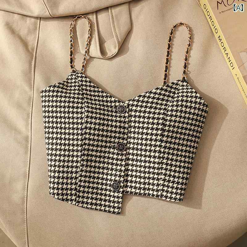 レディース チェックビスチェ モテ服 セクシー お腹見せ レイヤード おしゃれ トップス 韓国 イベント ..