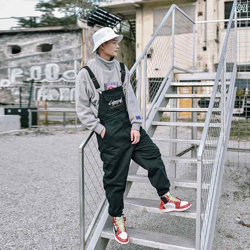 オーバーオール サロペット おしゃれ 作業着 ストリート メンズ アメカジ ジャンプ スーツ 韓国 ズボン 3色