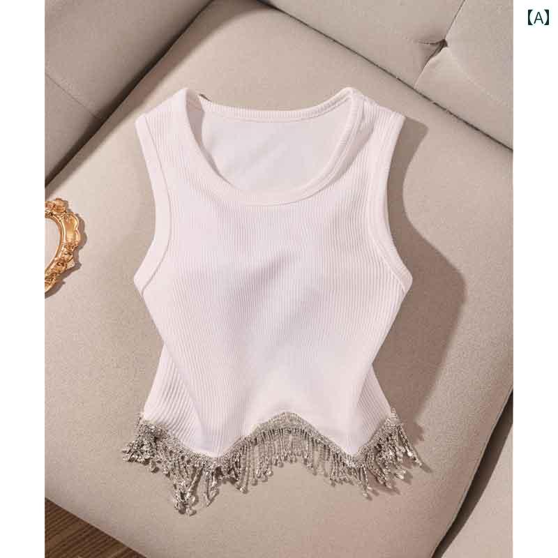 レディース 夏 フリンジタンクトップ モテ服 スタイリッシュ レイヤード かわいい おしゃれ 韓国 イベント フェス 日常着 ダンス デー..