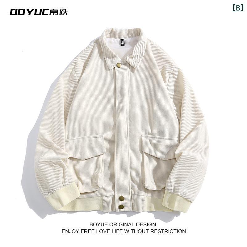 セキュアデポのジャケット メンズ ファッション 秋冬 韓国 コーデュロイ ワークジャケット 無地 シンプル BF 快適｜アングル3