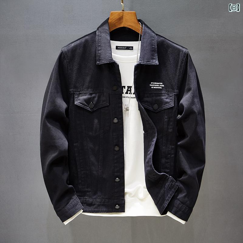 ジャケット トップス デニムジャケット メンズ カジュアル おしゃれ 作業着 アウトドア ツーリング 春秋 ホワイト 韓国 スリム ファッション レター プリント