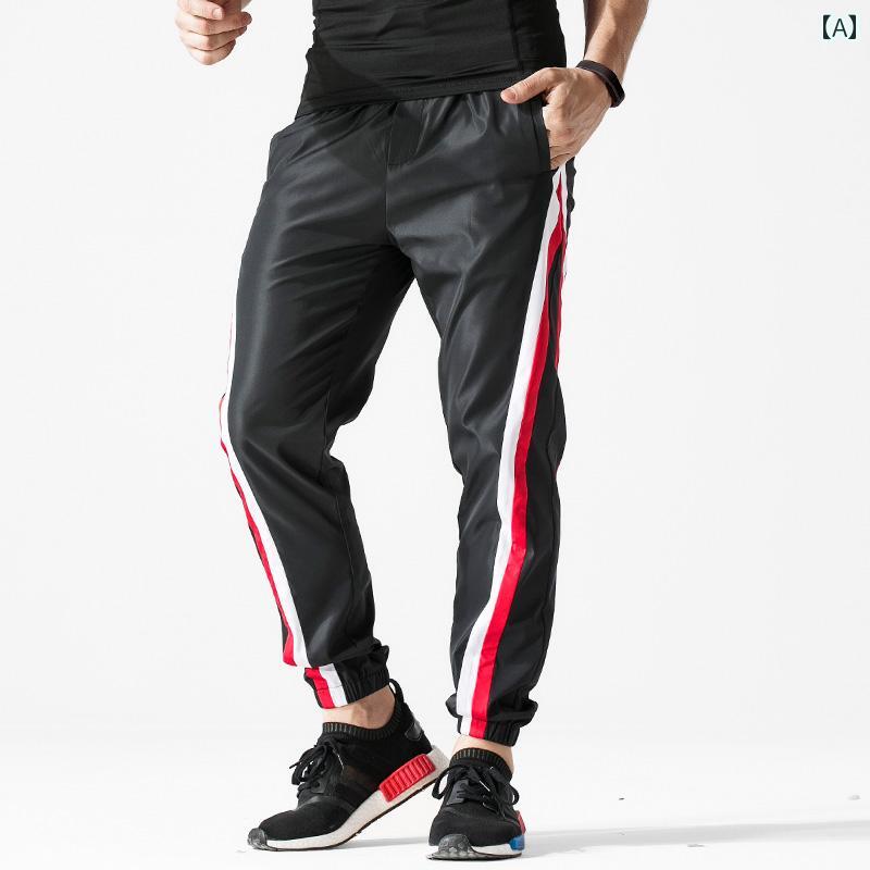 パンツ フィットネス メンズ マッスル トレーニング ズボン ストライプ スウェットパンツ 夏 薄手 ゆったり 足 締め カジュアル 速乾 フィットネス ランニング ズボン