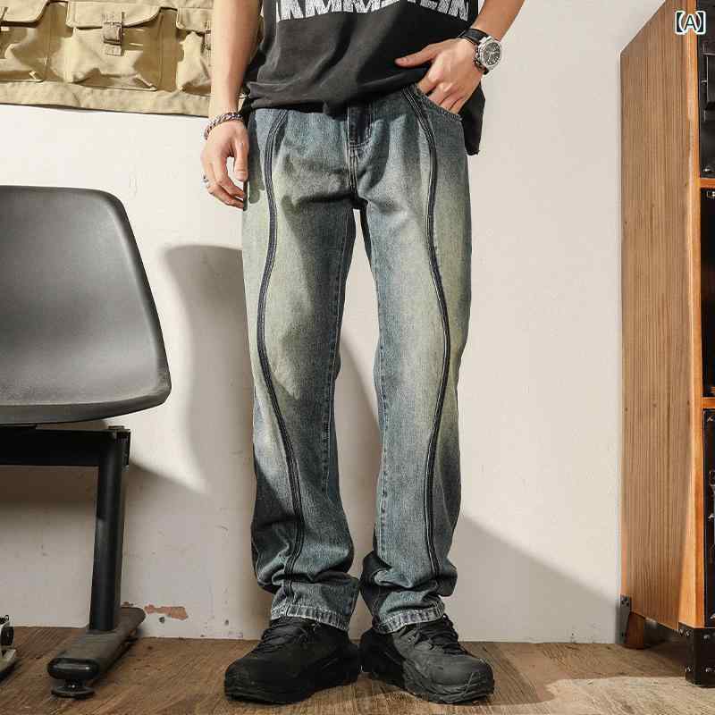 ジーンズ メンズ デニム ロングパンツ ストレート カジュアル ストリート おしゃれ 着やい 動きやい 快適 イベント レジャー アウトドア キャンプ ワーク 作業着 デイリー