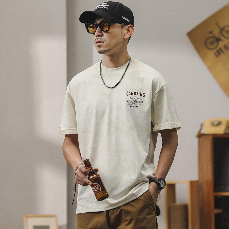 樂天商城 - メンズ ファッショントップス Tシャツ ゆったり アメリカン レトロ カットソー プリント 半袖 アウトドア スポーツ ワーク カジュアル メンズ 夏