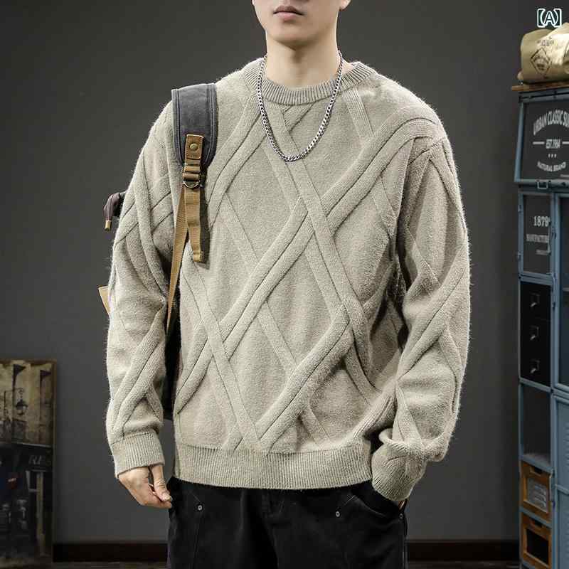 メンズ 秋冬 長袖 厚手 ニット トップス セーター レイヤード カジュアル おしゃれ 大きめサイズ ストリート 着やい 動きやい 快適 レジャー アウトドア ワーク