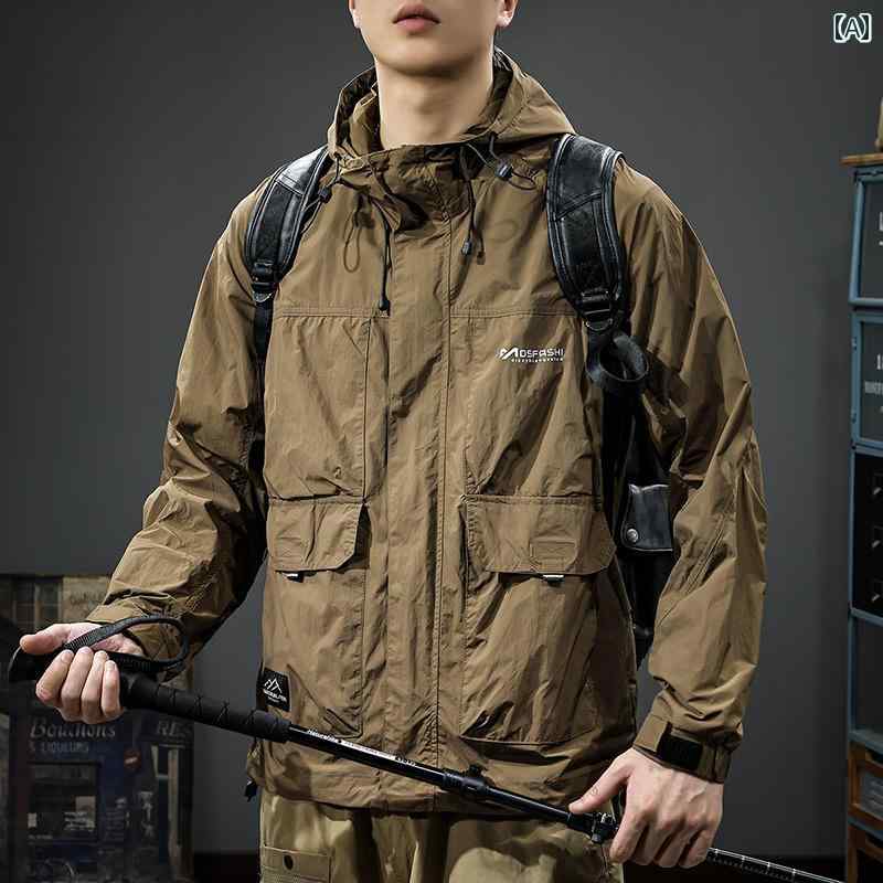 メンズ ウィンドブレーカー 夏 UV保護 都会 日焼け防止服 サンテクト 屋外 アウトドア サンシェード フ..