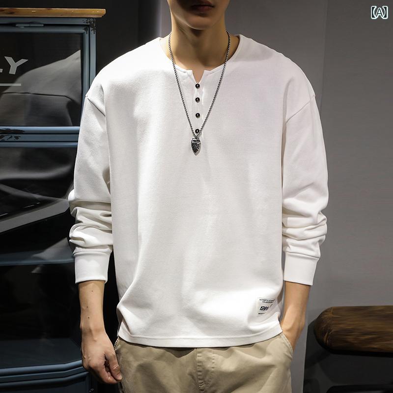 メンズ トップス 春秋 厚手 綿 長袖 Tシャツ ゆったり 大きめサイズ アメリカン ファッション カジュア..