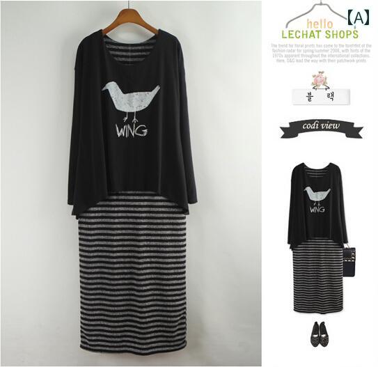 ワンピース シンプル カジュアル おしゃれ スタイリッシュ きれいめ ラフ 普段着 レディース ファッション 大きめサイズ ぽっちゃり 韓国 春