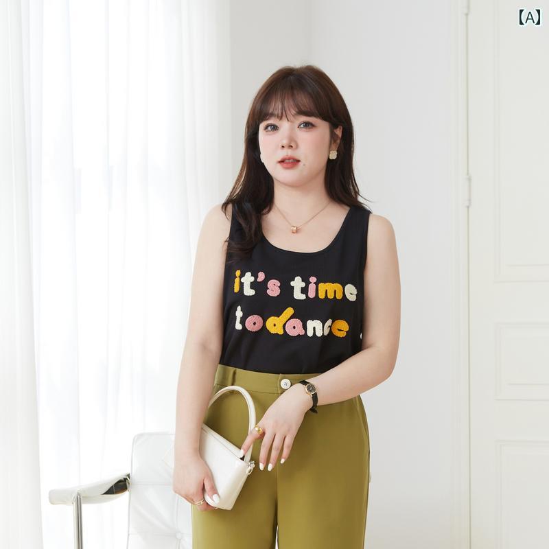 タンクトップ シンプル カジュアル おしゃれ スタイリッシュ きれいめ ラフ 普段着 レディース ファッション 大きめサイズ ぽっちゃり 韓国 春