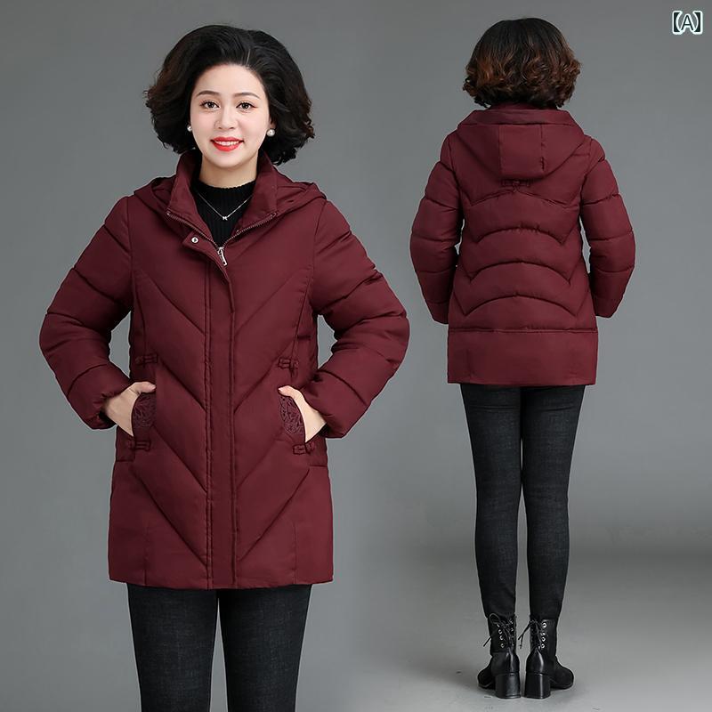 ダウンジャケット シンプル カジュアル おしゃれ 普段着 防寒 暖かい レディース ミセス マダム 年輩 婦人服 ファッション 大きめサイズ 秋冬(4.0)