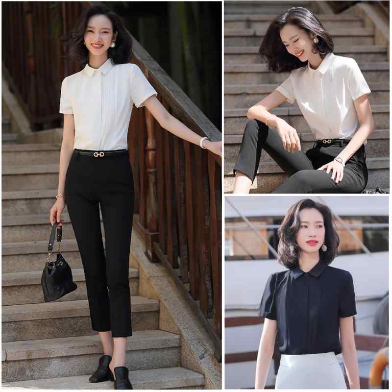 レディース 婦人服 オフィスレディ ワークウェア シャツ ブラウス 半袖 薄手 シフォン スカート パンツ スタイリッシュ