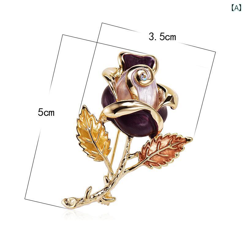 ブローチ 上品 セレモニー 赤い バラ ブローチ ハイエンド 高級感 フェミニン ブローチ アクセサリー ..