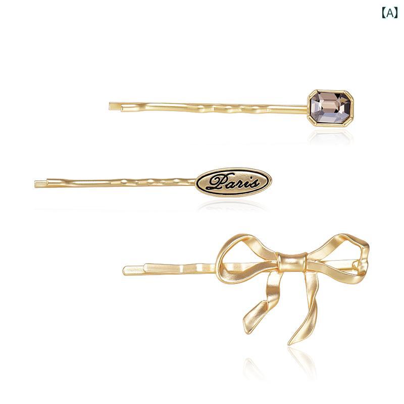 ヘア クリップ バレッタ かわいい リボン ヘアピン ガールズ サイド クリップ 韓国 イン 一文字 クリッ..