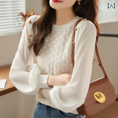 トップス シャツ レディース レース 春服 ファッション フレッシュ感 プリーツ ラン タンス リーブス プライス 薄手 スタイリッシュ 小さい