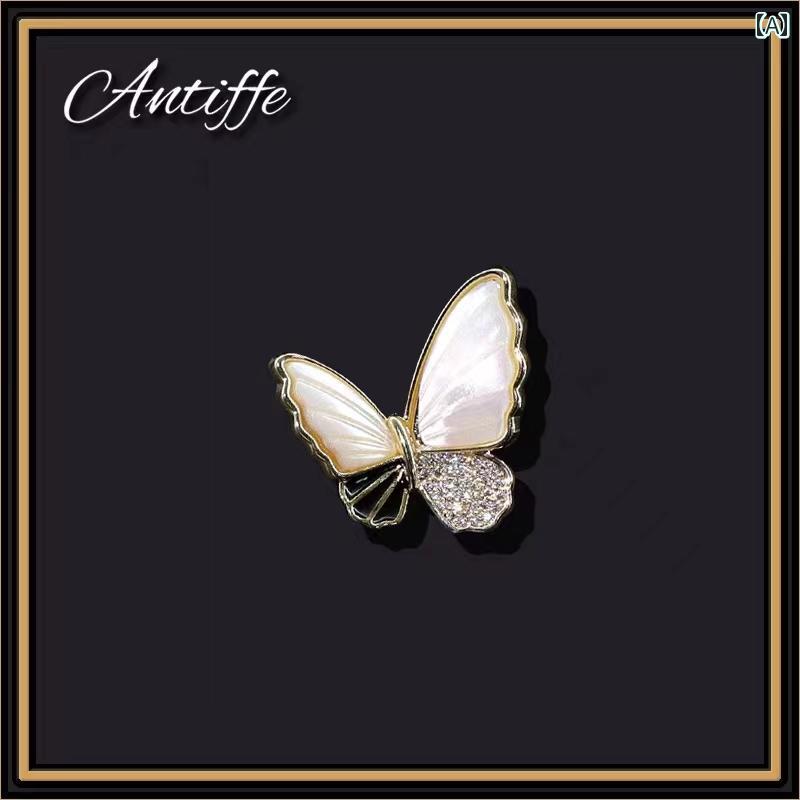 ブローチ レディース おしゃれ 入学式 セレモニー 螺鈿 蝶 小さい 高級感 エレガント 服 固定 襟 露出 ..