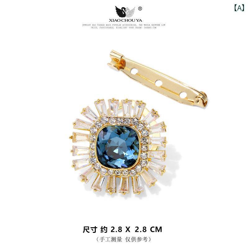 スカーフ バックル おしゃれ ハイエンド インク ブルー クリスタルマイクロ ジルコン デュアルパーパス..