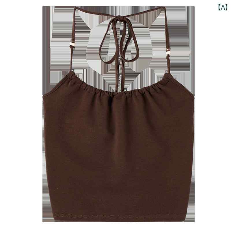 トップス レディース ベスト キャミソール かわいい スタイリッシュ ディザイア ホルターネックキャミソ 夏 ショート スリム