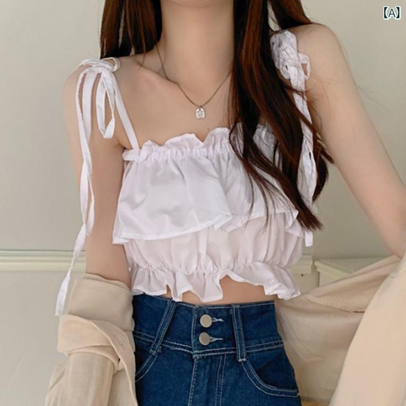 トップス レディース ベスト キャミソール かわいい フランス スタイリッシュ キャミソ 女性 夏 ユニーク ストラップ 魅惑的