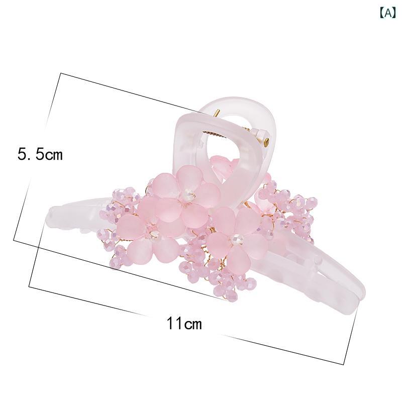 ヘア クリップ おしゃれ ヘア アクセサリー バンスクリップ サメ クリップ 秋冬 桃 花 後頭部 大きい クリップ ハイエンド アクセサリー クリップ