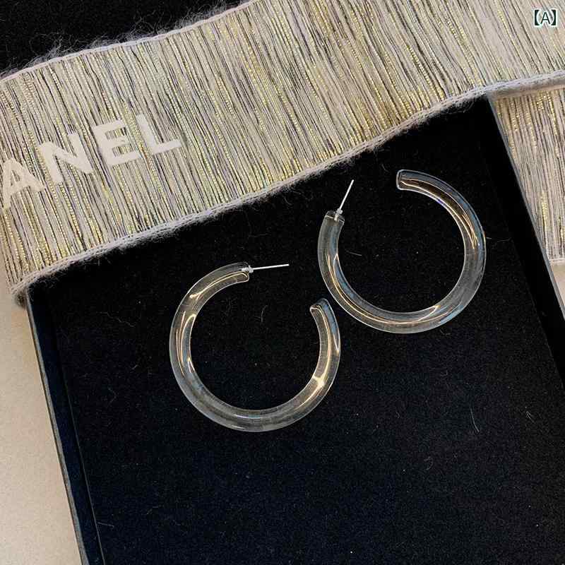 レディース 夏 アクセサリー ピアス かわいい ハイエンド 大気 クール C 字型 サークル イヤリング 個性 シンプル 透明 春