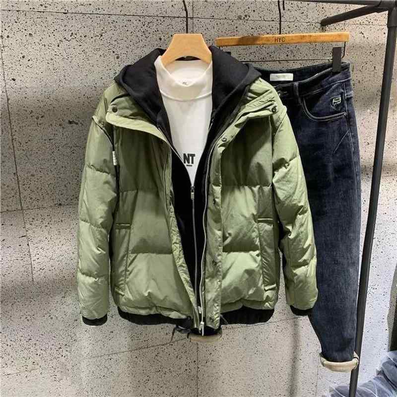 Rakuten - トップス ジャケット メンズ 屋外 アウトドア 秋冬 ファッション スプライシング フェイク ツーピース 男性 カジュアル 暖かい フード付き パーカー コットンジャケット