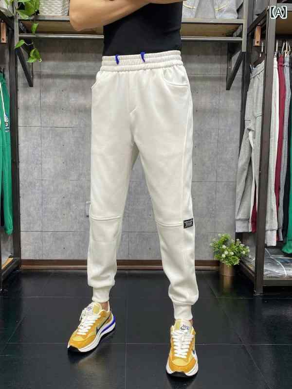 パンツ メンズ フィットネス ジム トレーニング ズボン 春夏 ソリッドカラー スポーツ スウェットパンツ 韓国 裾細 カジュアル ニット 脚