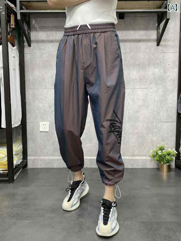 Rakuten - パンツ メンズ フィットネス ジム トレーニング ズボン カジュアル プリント ナショナル ファッション ダッド 足首 拘束 スポーツ 九分丈