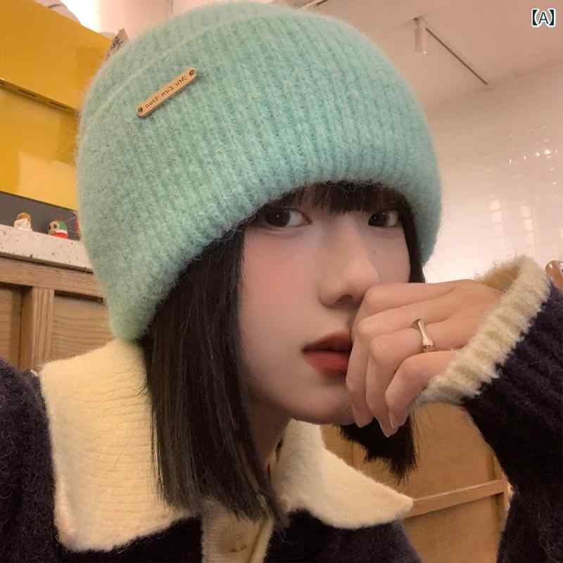 ニット帽 小さい ウール 帽子 女性用 秋冬 大きい 頭囲 ニット 帽 韓国 包頭