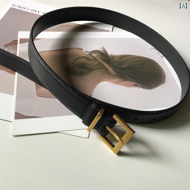 レディース カジュアル ジーンズ ベルト 革 装飾 スカート イン ファッション