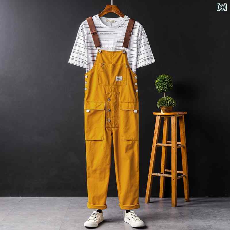 メンズ レディース カジュアル オーバー オール サロペット おしゃれ 作業着 ファッション ジャンプ スーツ マルチ ポケット カップル ストレート