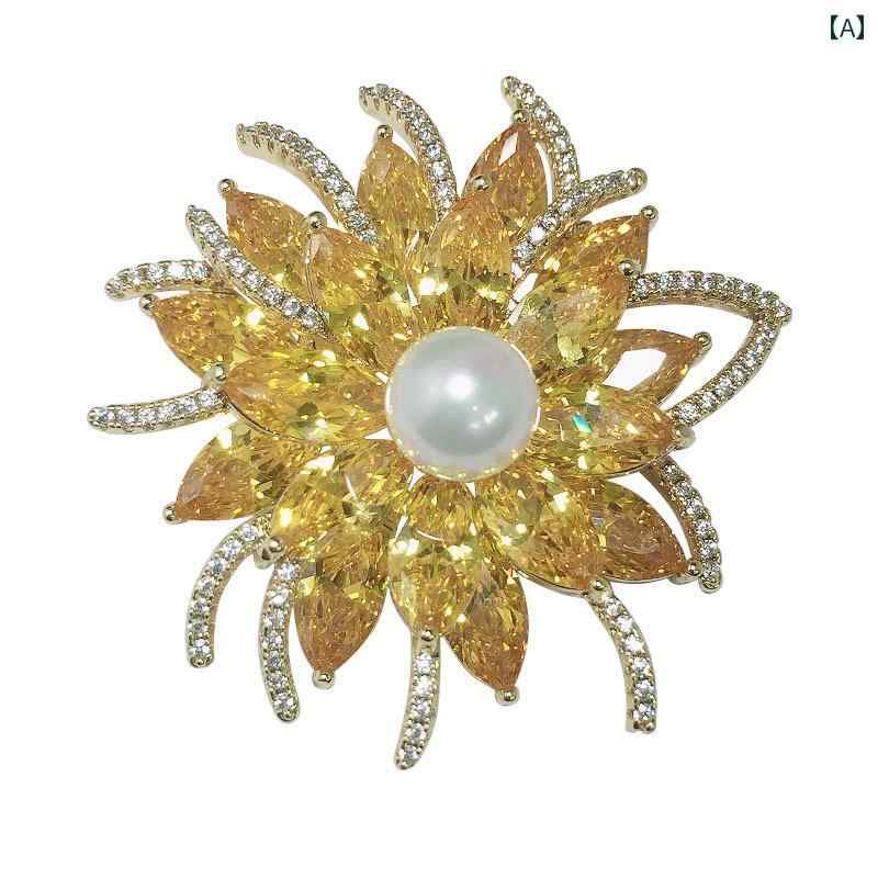 ブローチ 上品 セレモニー 花 高級感 女性 コサージュ パール セーター ピン スーツ 精巧 大きい バッジ