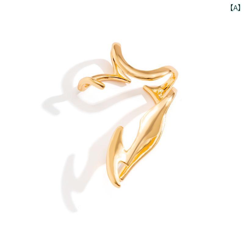 イヤー クリップ おしゃれ レディース ピアス い 不規則 金属 アメリカ 春 ファッション クール クール イヤリング