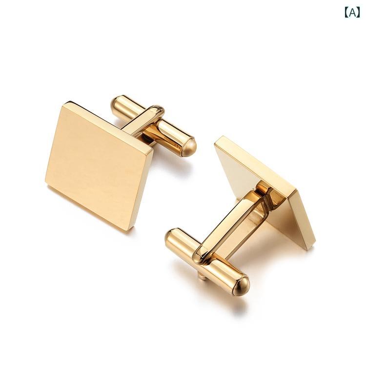 メンズ カフス ボタン おしゃれ カフリンクス ハイエンド フレンチ ステンレス スクエア テクスチャ 光沢 ビジネス 軽量 高級感 カフ ネイル ギフト