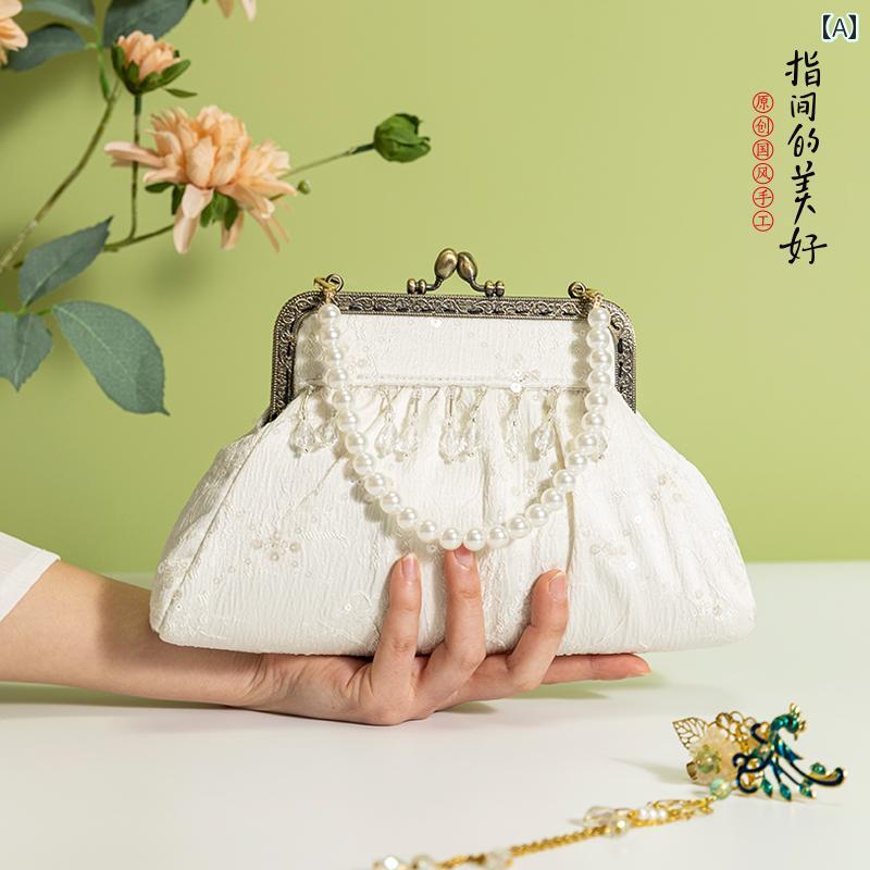 タッセル パーティーバッグ 結婚式 レトロフレンチ ディナー バッグ チャイナ ドレス 風 軽量 脇下 女性用 リップスティック