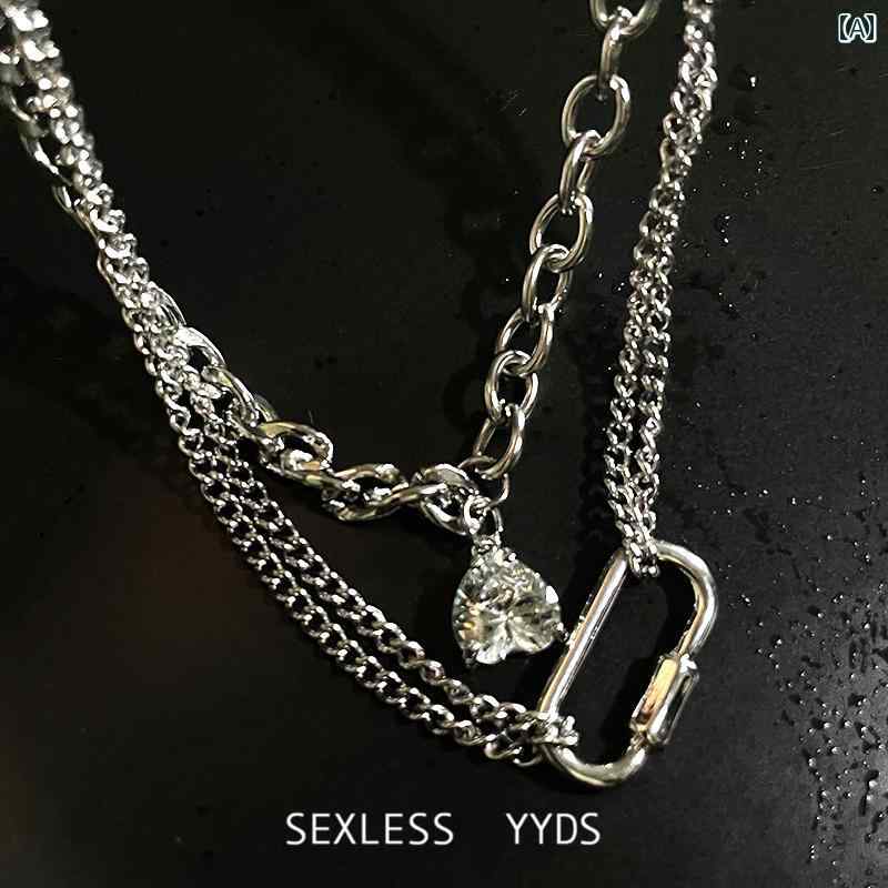 レディース メンズ ネックレス アクセサリー チェーン スタック ラストーン ヒップ ホップ 鎖骨 セーター