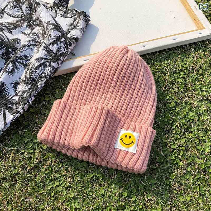 レディース ニット帽 帽子 冬 秋冬 ウール 帽子新 韓国 和風 かわいい スマイリー 万能 ニット 帽