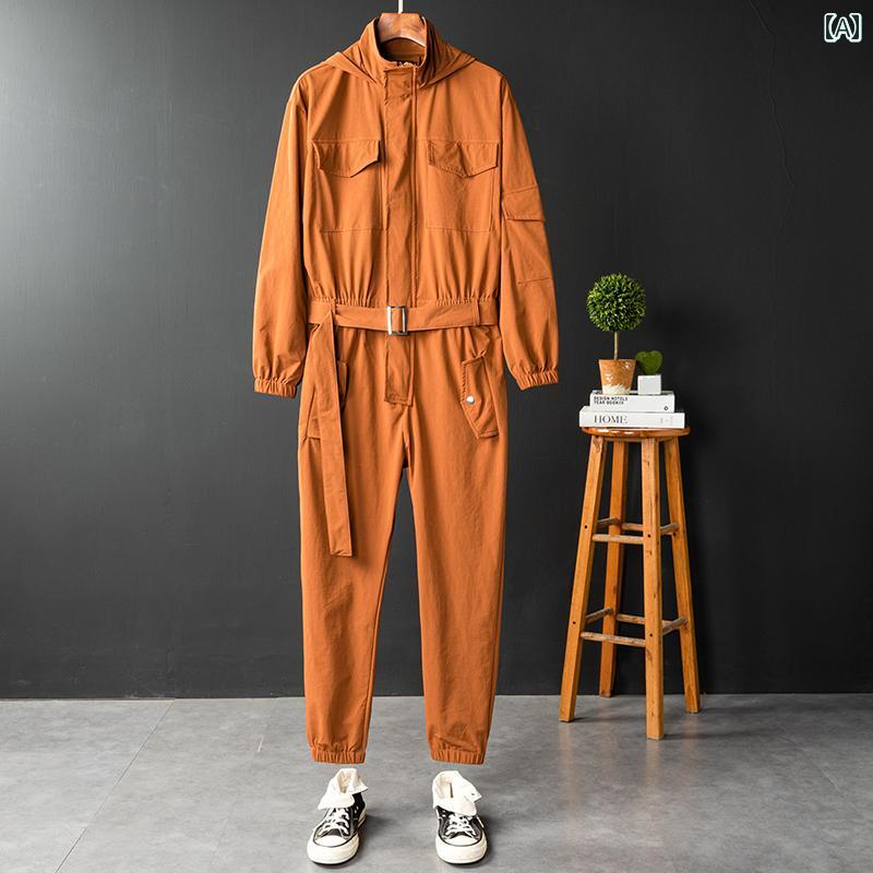 メンズ カジュアル つなぎ オーバー オール おしゃれ 作業着 ストリート ワークウェア イン ワン 長袖 ..