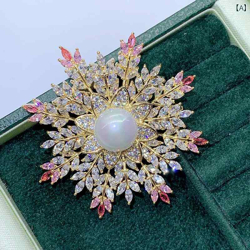 アクセサリー DIY ※パールなし 空ホルダー 半完成品 二重層 スノーフレーク パールブローチ ピン カー..