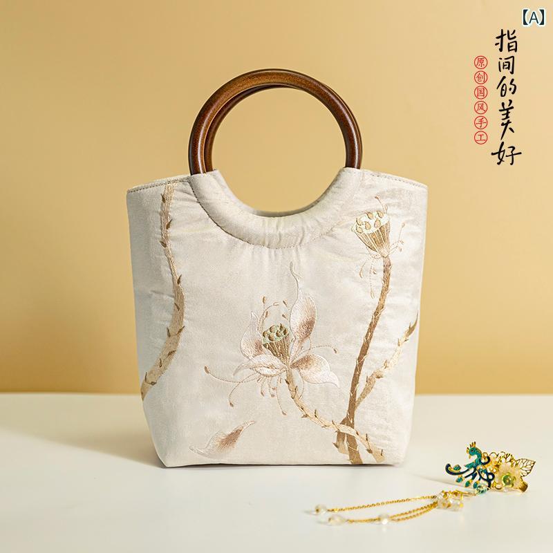 レディース ハンドバッグ おしゃれ 中華風 瞑想 ティーバッグ チャイナ ドレス 馬顔スカート カレッジ 文学 バッグ 大容量(4.0)