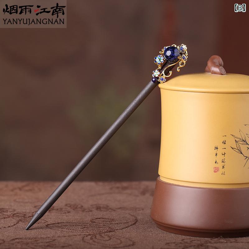 セキュアデポのアクセサリー かんざし おしゃれ 髪飾り ヘア 中華風 レトロ ヘアピン ヘッド ドレス シンプル デイリー ハイエンド 明朝 漢服 木製｜アングル2