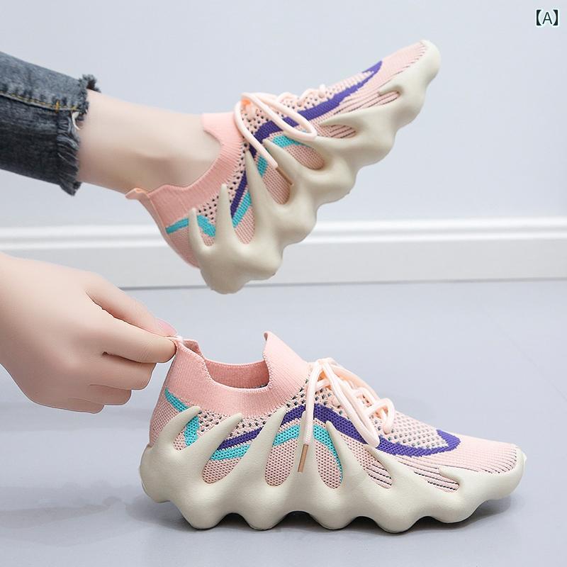 レディース 夏 ジョギング シューズ タコ 靴 メッシュ 通気性 薄手 ソフト ソール スポーツ ランニング..